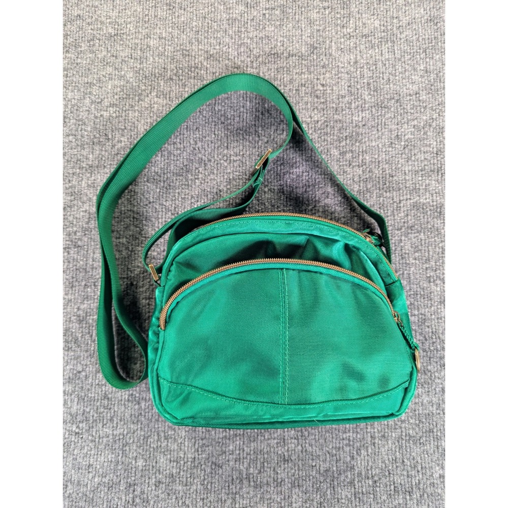 Travelon Green Nylon Crossbody Bag RFID Peacock Paisley Lining F11372 42843-450 - Picture 1 of 8